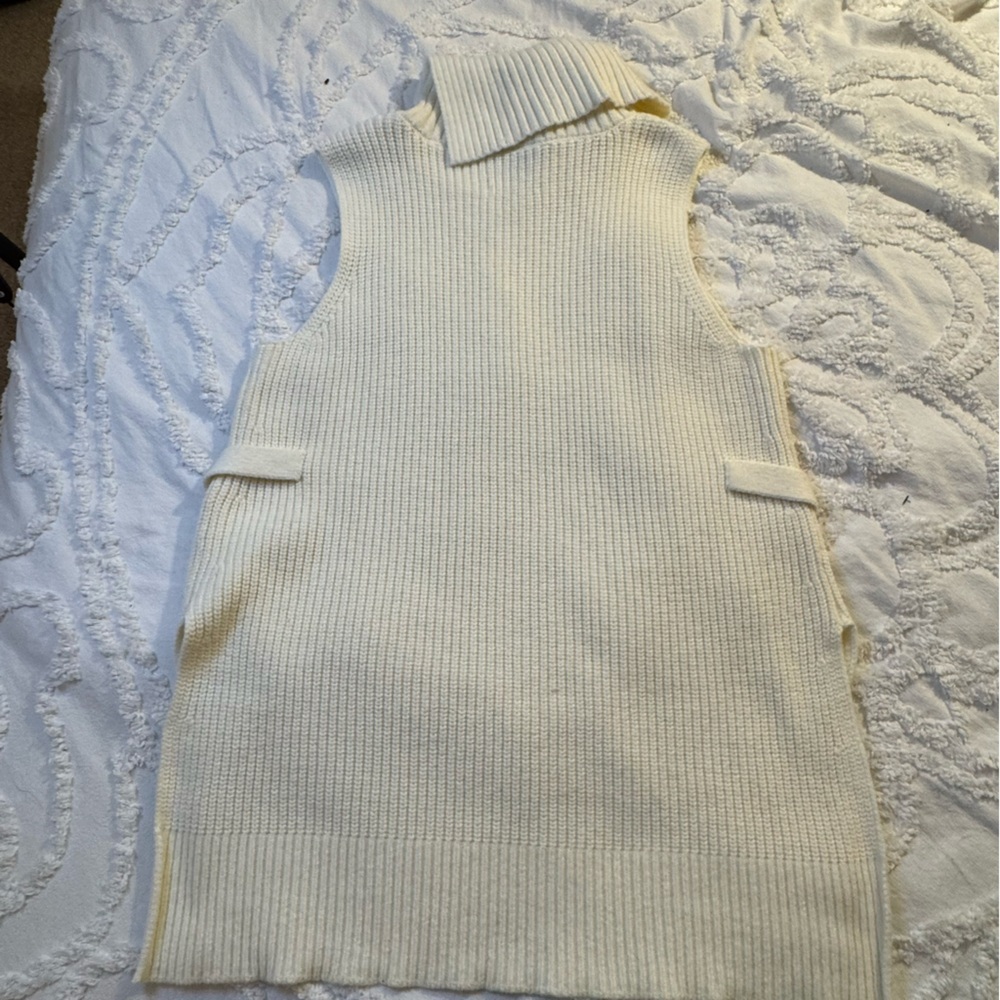 Anthropologie Alexa Sleeveless Split Mock Neck Button Sides Cream Tunic Sz M - Picture 12 of 12